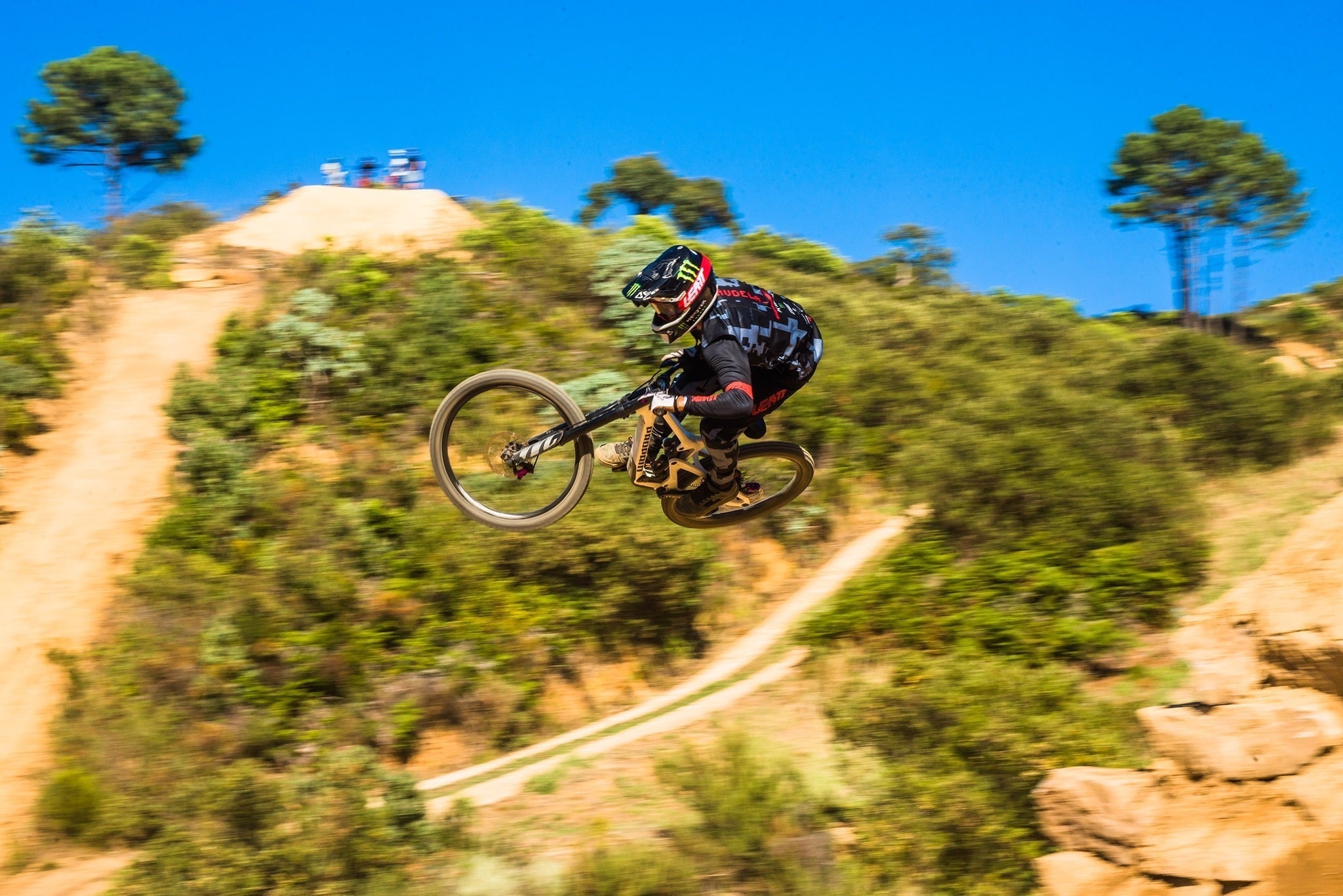 Clemens Kaudela doing a stunt on a mountain bike