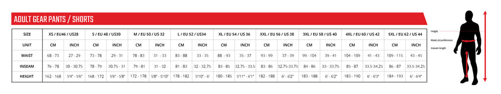 Veľkostná tabuľka Pants Moto 4.5 HydraDri