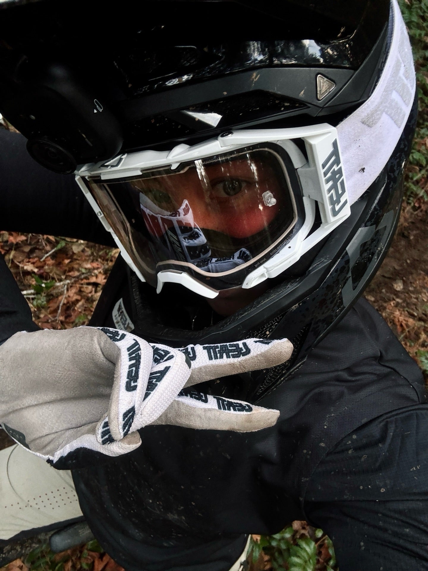 Mille Johnset in Leatt helmet, goggles and gloves.